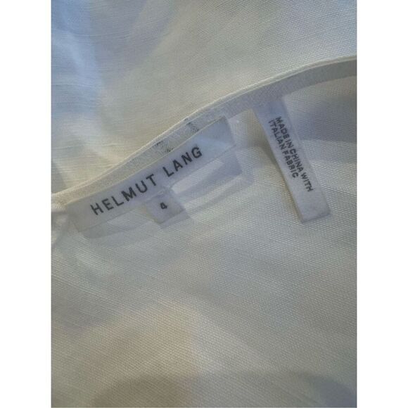 Helmut Lang White Linen Asymmetric Top V Neck Size 4 - Picture 7 of 10